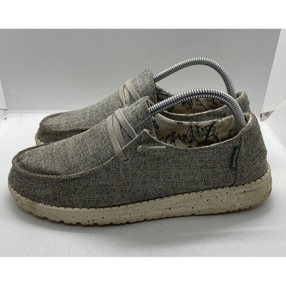 Hey Dude L Linen Gray Women's Size 9 Iron Slip On Casual Comfort Shoes - Picture 3 of 9